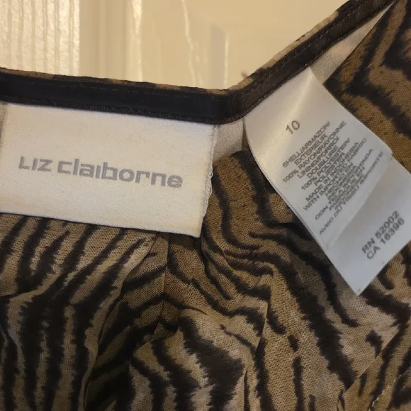 Liz Claiborne Brown Black Tiger-Print Spaghetti Strap Blouse - Picture 2 of 4